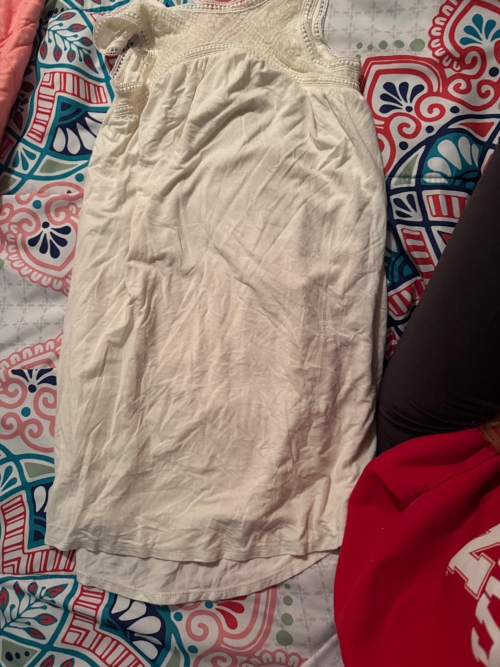 Women's Cream Crochet-Trim Skirt